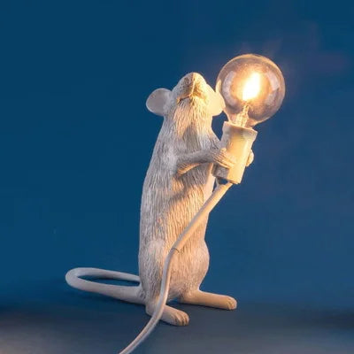 Nordic Cartoon Mouse Resin Night Lamp, Resin Animal Rat, Home Decor, Bedside Lighting Fixtures, E12