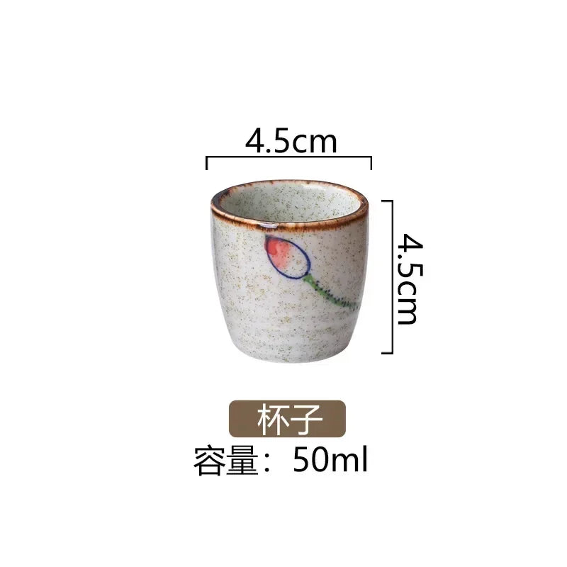 50ml Chinese Retro Ceramic Tea Cup Ceramic Mug Japanese Sake Cup Crockery Tea Cups Personal Single Cup Drinkware  Cute Cup