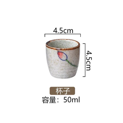 50ml Chinese Retro Ceramic Tea Cup Ceramic Mug Japanese Sake Cup Crockery Tea Cups Personal Single Cup Drinkware  Cute Cup