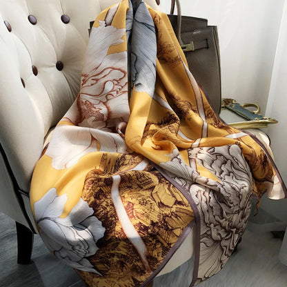 Ženy čisté hedvábné šály a šály tištěné značkové šály zábaly dlouhé velikosti Foulard Femme Summer Summer Headcheif Summer Pašmina