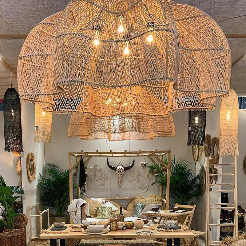 New Hight Quality Rattan Lamp Japanese Style Handmade Pendant Lights for Restaurant Hanglamp Dining Room Living Room Home Decor
