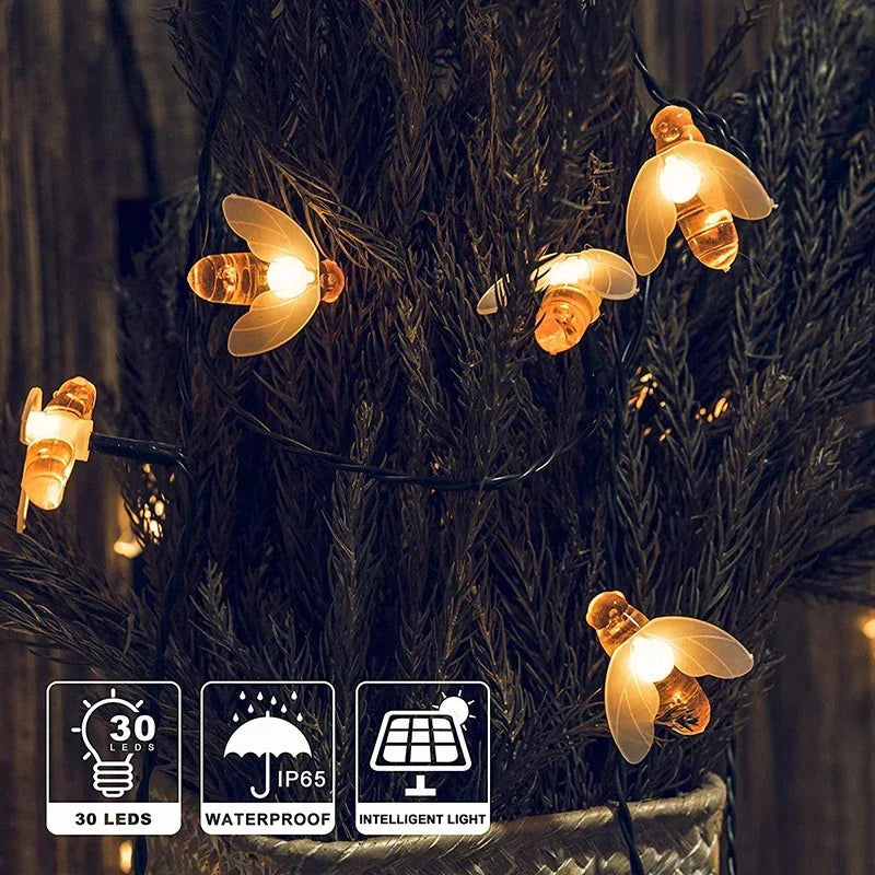 Luci a spicco di api solari per esterni fata chiodo chiodi ghitmas 8 modalità luce patio impermeabile per decorazioni per feste da giardino