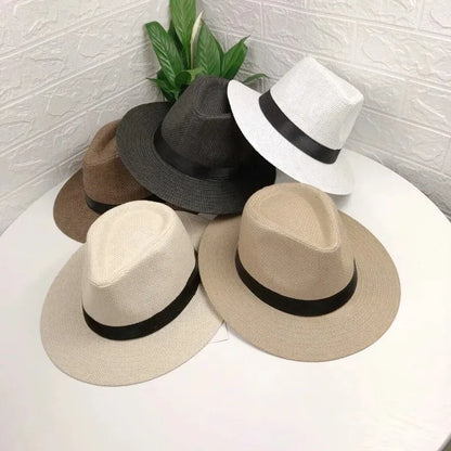 Capéu de palha de palha nobre à mão Homens de verão homens homens de férias de férias de praia sólida chapéu solar chapéu de chapéu retro panamá acessórios de moda