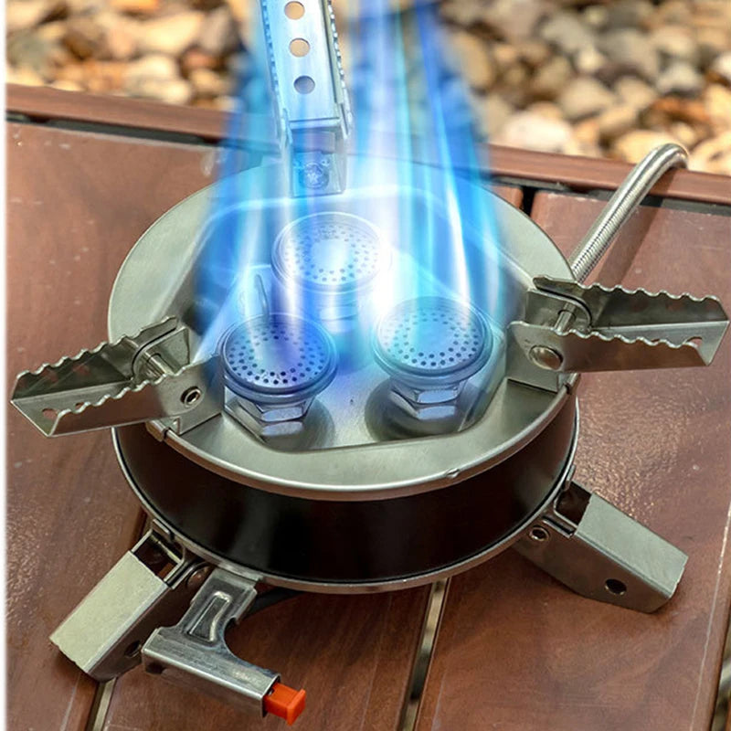 6800W 12800W 18000W estufa al aire libre para acampar estufa de gas plegable quemador estufa de fuego fuerte con bolsa de almacenamiento para senderismo