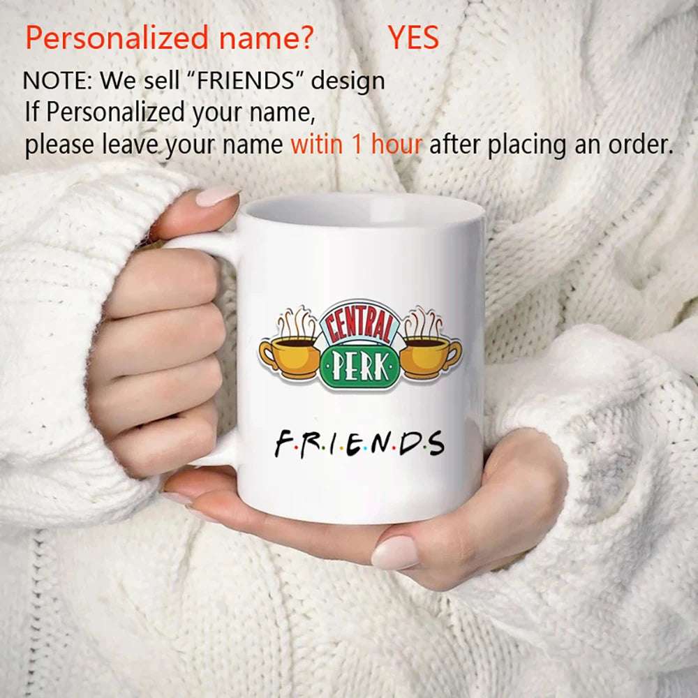 Personalized Name Mug Central Perk Design Coffee Mug  Custom Tea Cup Chocolate Milk Beer Mugs Lovers Friends Gifts Dropshipping