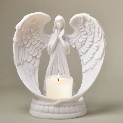 الراتنج الملاك الشكل شمعة حامل عاشق تمثال تذكاري Tealight الشمعدان للزينة الزفاف هدايا عيد الحب الحرف اليدوية