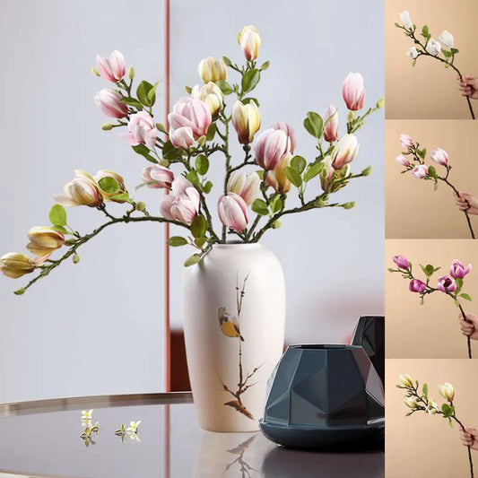 Kunstmatige magnolia bloemtak voor huis woonkamer decoratie nep zijden bloemplant bruiloft feest simulatie bloemen boeket
