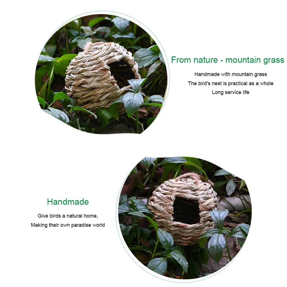 Hummingbird Nest House Birds Nest Bird Cage Hanging Bird House Håndvævet hængt halm Nest Natural Grass Bird til Garden Patio