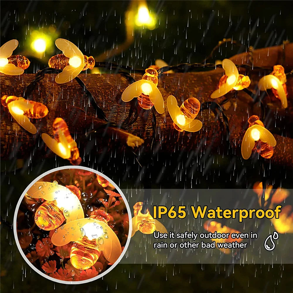 Solar String Light 20 LED LED ABELHA ABELA LIMPO LIMPELANTE CASE CASA PATIO PATIO DE FESTO DE NATAL TREE