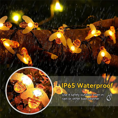Solar String Light 20 LED LED ABELHA ABELA LIMPO LIMPELANTE CASE CASA PATIO PATIO DE FESTO DE NATAL TREE