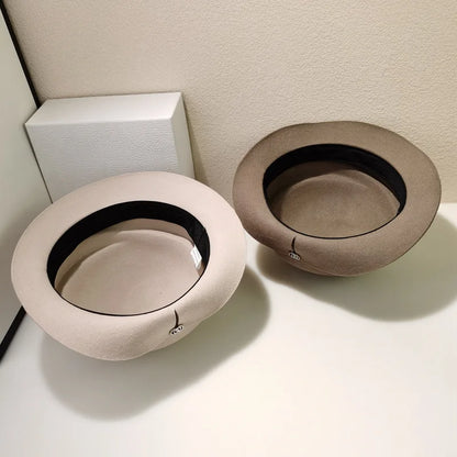 סגנון הפבורן בסגנון צמר אלגנטי דייג כובע בגיב