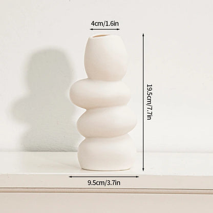 White Ceramic Vase Modern Decorative Vase for Pampas Grass Minimalist Flower Vases for Centerpiece Wedding Office Home Decor
