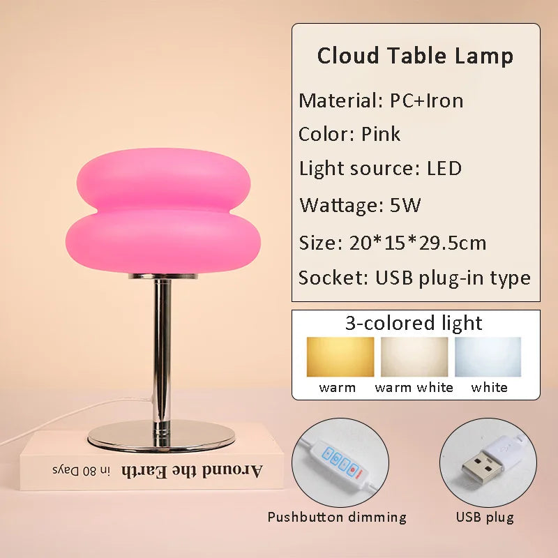 Macaron LED Table Lamp Trichromatic Dimming Living Room Atmosphere Lamps Eye Protection Night Light Girl Bedroom Bedside Decor