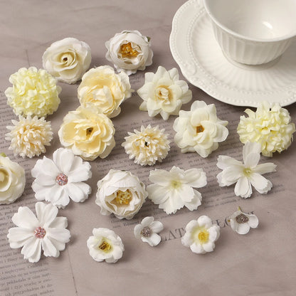 20/14 copë/Lulet e përziera artificiale të përziera Mëndafshi i rremë për dekorimin e shtëpisë Dekorimi i dasmave DIY DIY Dhurata Garland Dhurata