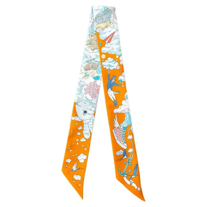 100% silk gift box Silk H home silk small scarf headband packaging decoration Long  scarf headband cylinder  gift box