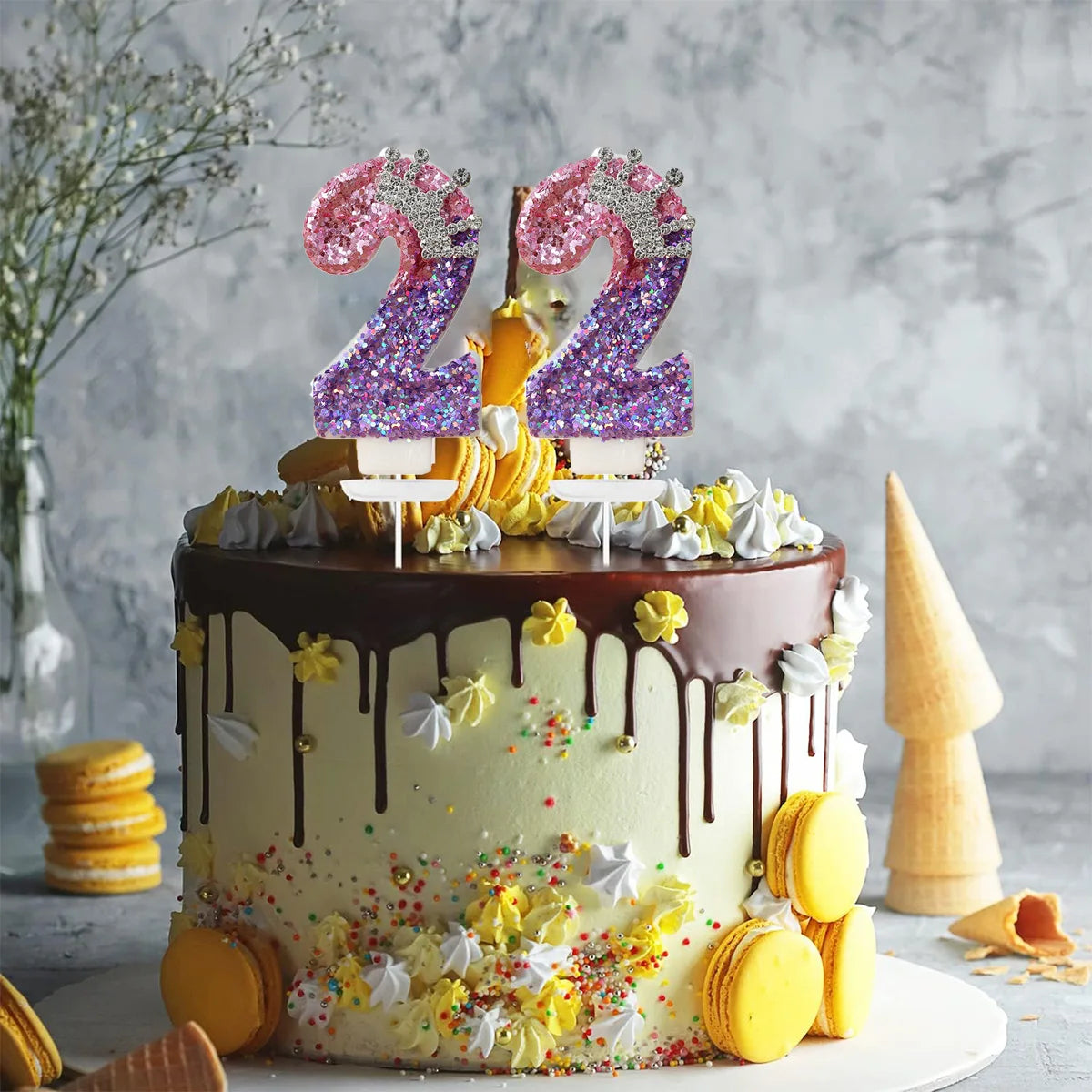 Nummer 2e verjaardag kaarsen prinses kroon thema cakekaars voor verjaardagsfeestje grote schattige kaarsen voor cake topper decoratie