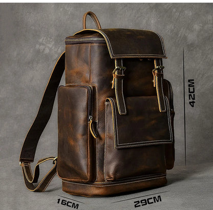 Cazzo vintage Crazy Genuine Backpack in pelle uomini uomini in pelle Stucker Rucksino Male Backpack M814