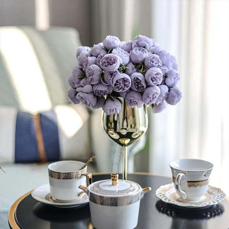 27 hoveder kunstig silke peony buket luksus boligdekoration bord blomst