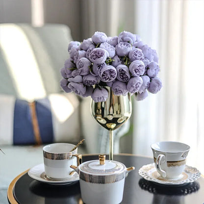 27 hoveder kunstig silke peony buket luksus boligdekoration bord blomst