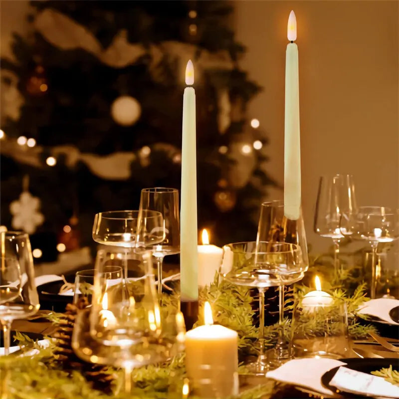 LED Flameless flimrende koniske stearinlys 3D wick stearinlys lampe med fjernbetjening te lys bryllup boligindretning batteri drevet
