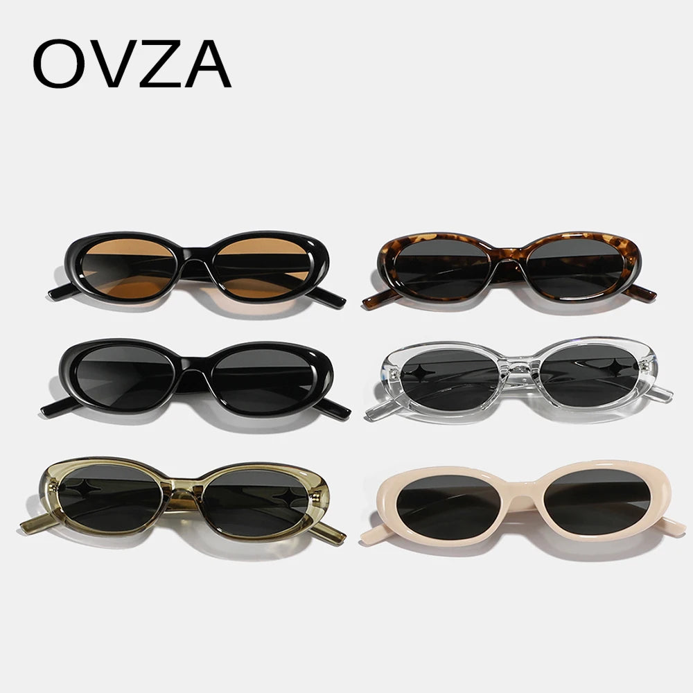 OVZA 2023 Novos óculos de sol Retro vintage Mulher oval de óculos estreitos Eyewear S1007