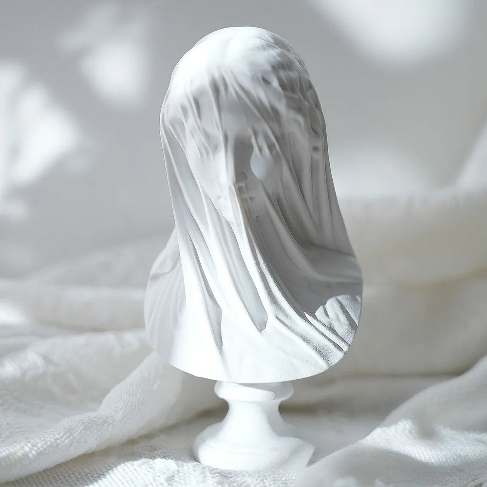 Veiled Lady Bust Greek Goddess Statue Classic Roman Mythology Gifts Maiden Sculpture Home Living Room Desk Bookshelf Decorations