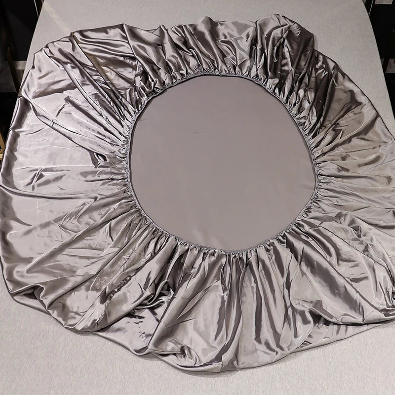 Lençóis de seda de cetim para lençóis lisos de verão para a cama de casal gêmeo/cheio/rainha/king size linho (a fronha precisa de ordem)