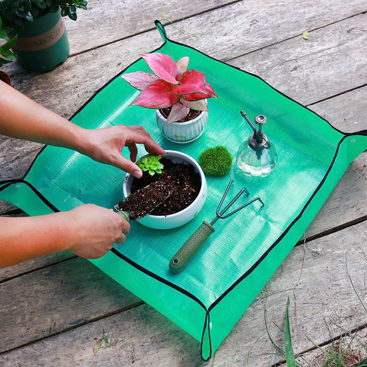 Planta endurtaka garðamottu vatnsheldur ígræðsla mottur innanhúss succulent potting mott