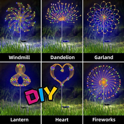 1/2/4ks solární led ohňostroje víla lehká venkovní zahrada dekorace trávníku světlo pro terasový yard párty vánoční svatba