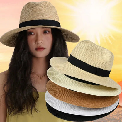 Capéu de palha de palha nobre à mão Homens de verão homens homens de férias de férias de praia sólida chapéu solar chapéu de chapéu retro panamá acessórios de moda