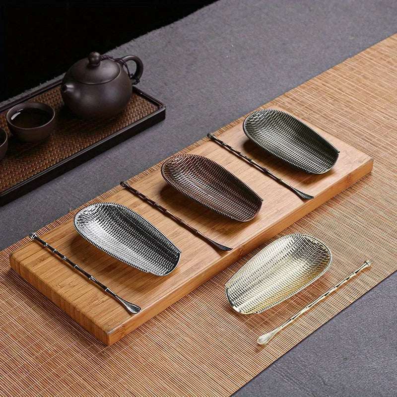 2Pcs/Set Alloy Weaving Chaze Tea Shovel Set Handmade Coffee Bean Taking Tools Traditional Kung Fu Tea-scoop Accessories