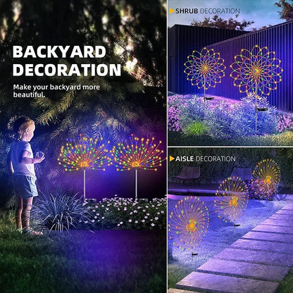 1/2/4ks solární led ohňostroje víla lehká venkovní zahrada dekorace trávníku světlo pro terasový yard párty vánoční svatba