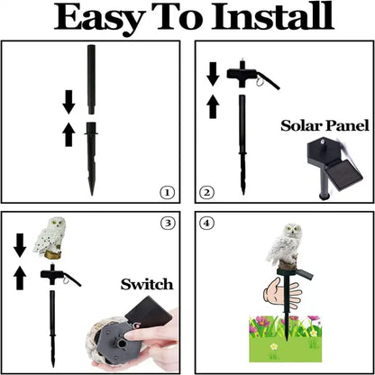 Solar Owl Garden Light Outdoor LED græsplænelampe til havedekoration Vandtæt julelys Udendørs sollampepost