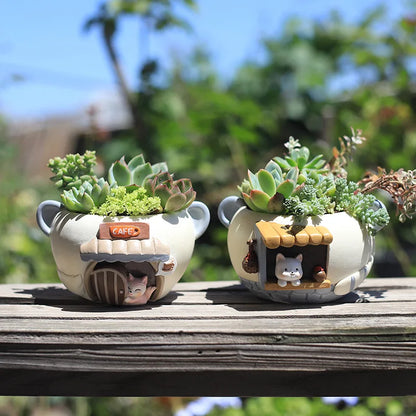 Fioriera creativa per succulenti piante d'aria in resina fiore decorativo ornamento fata giardino figurine foxe figurine decorazioni da tavolo