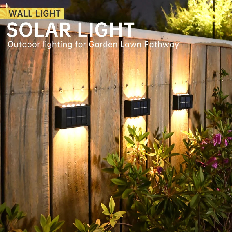 LED Solar Lamp Outdoor Waterproof Up And Down Luminous Lighting Solar Wall Lamp for Street Balcony Yard Garden Decoration Lights