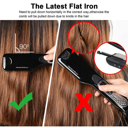 Tappeto a vapore elettrico piastratura professionale ceramica capelli larghi arricciatura piatti di ferro piastra per capelli lcd visualizzazione pettine calda raddrizzamento