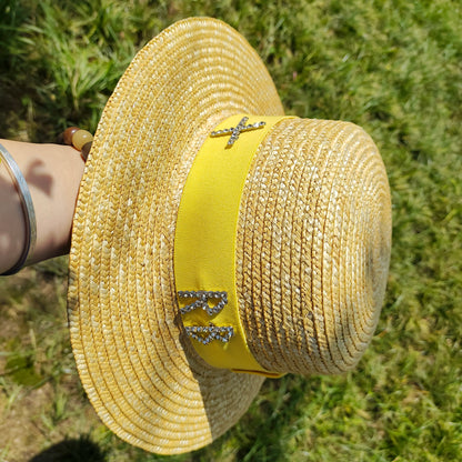 Sommerforælder-barn hvede halmstrå halm hat solskygge sol hat kvinder og børns strå hat mode farvematching