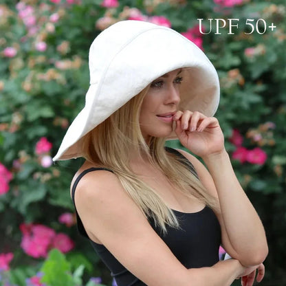 Sommerbrede rimme Solhat Kvinders sammenfoldelige rejsepakkbar spand hat japansk UV solcreme bomuld linned strand hat fisker hat