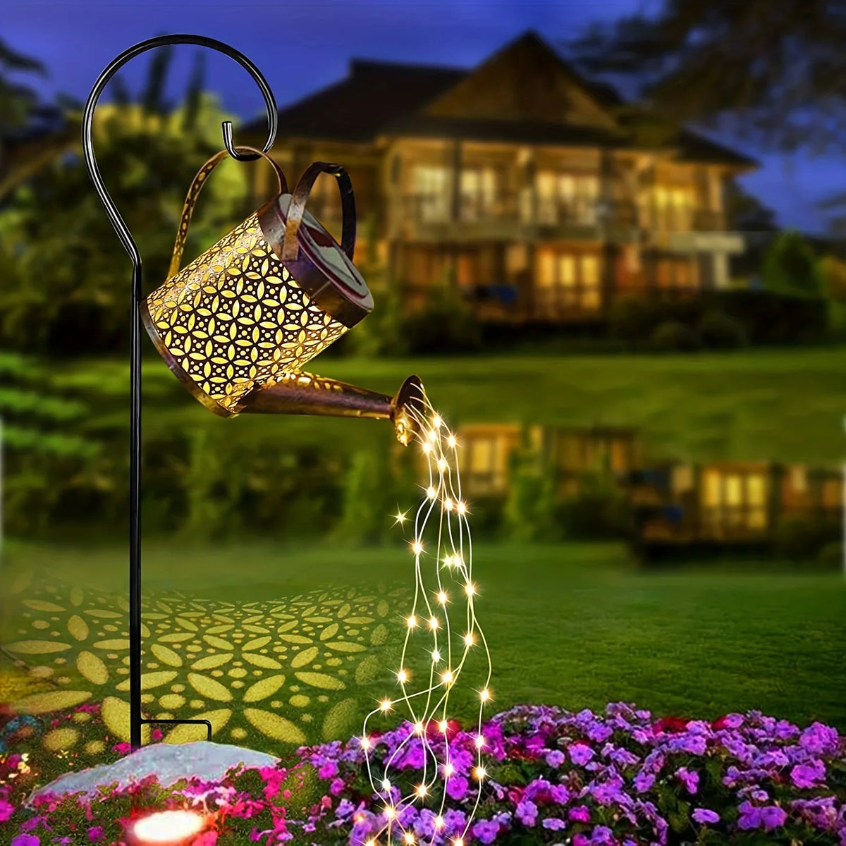 L'arrosage solaire extérieur peut léger étoile du jardin de douche art LED String Light Pathway Patio suspendu Lantern Kettle Lampe décorative