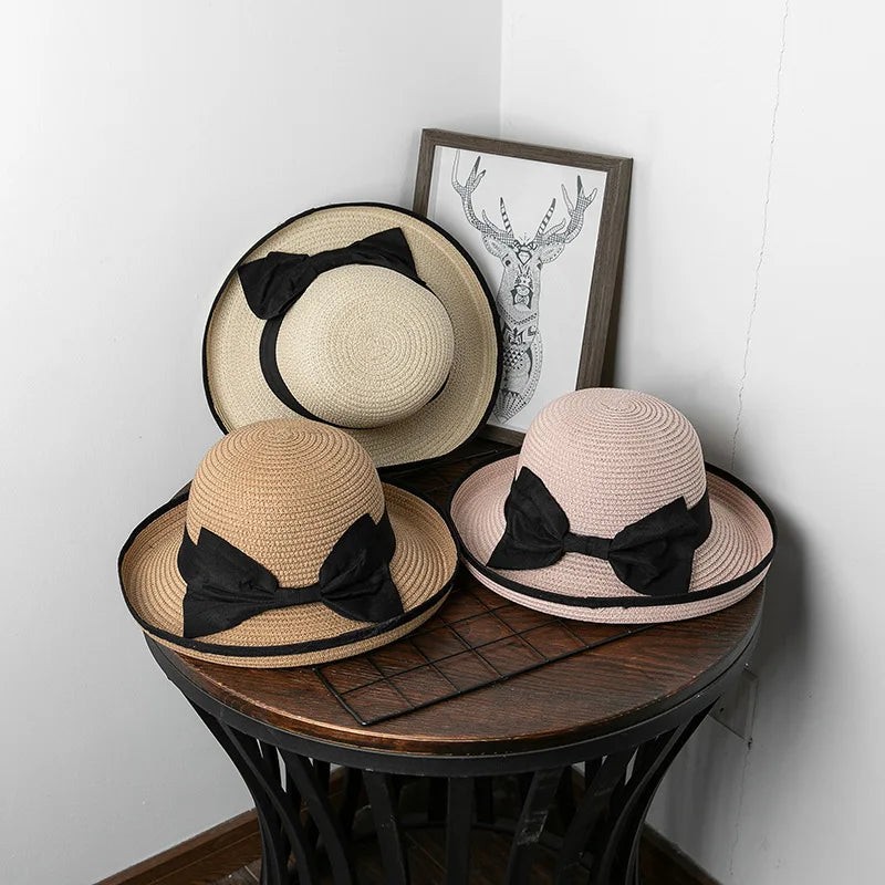 Muoti kesä Panama Beach Straw Hat for Women Beach rullattu auringonhattu rento matkakorkki Yksinkertainen leveä keulahattu Casquette