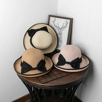 Muoti kesä Panama Beach Straw Hat for Women Beach rullattu auringonhattu rento matkakorkki Yksinkertainen leveä keulahattu Casquette