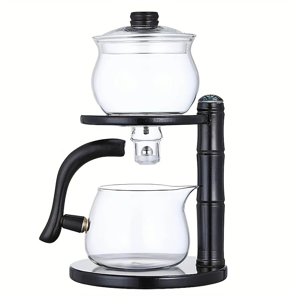 1 Set Glass Teapot Set Lazy Kungfu Automatic Drip Rotating Tea Set With Infuser Office Blooming For Home Office Tea Accessories