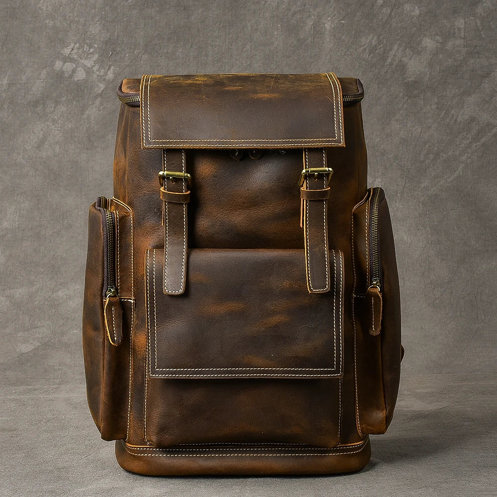 Cazzo vintage Crazy Genuine Backpack in pelle uomini uomini in pelle Stucker Rucksino Male Backpack M814