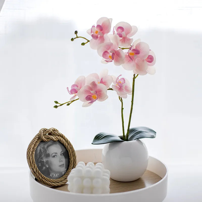 Új stílus 46 cm -es selyem orchidea levelekkel mesterséges virág fehér pillangó orchideák hamis virág otthoni esküvői dekoráció flors