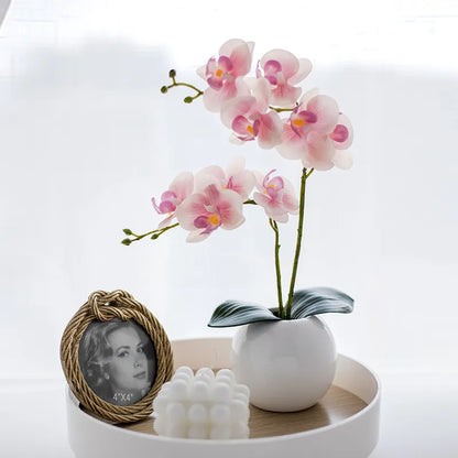 Új stílus 46 cm -es selyem orchidea levelekkel mesterséges virág fehér pillangó orchideák hamis virág otthoni esküvői dekoráció flors