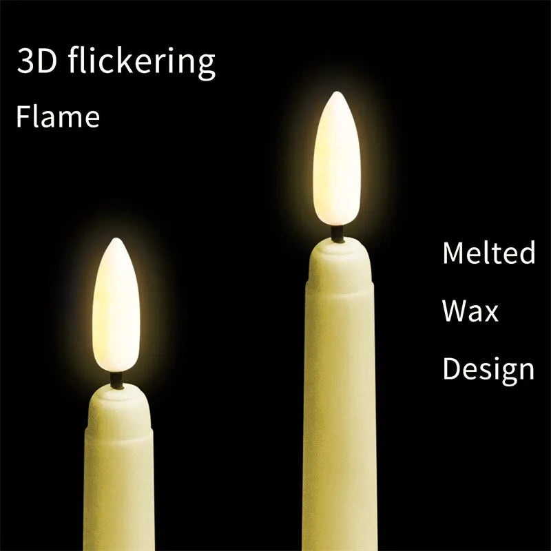 LED Flameless flimrende koniske stearinlys 3D wick stearinlys lampe med fjernbetjening te lys bryllup boligindretning batteri drevet
