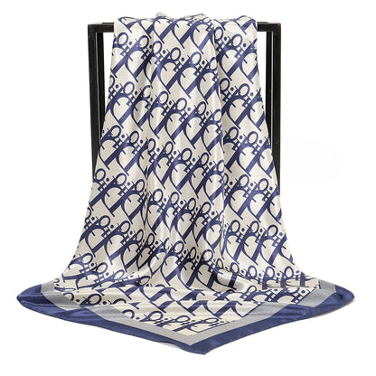 90cm Square Litera Patchwork Silk Satin Satin Eșarfe Femei Kerchief Neck Scarat Shawl Wrap Muffler Bandanna Accesorii pentru păr