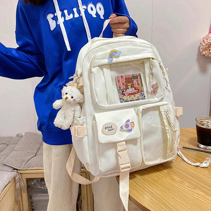 Roztomilé ženy batohy vodotesné viacerých vreckových nylonových batohov pre študentky pre dievčatá Kawaii Laptop Book Pack Mochilas