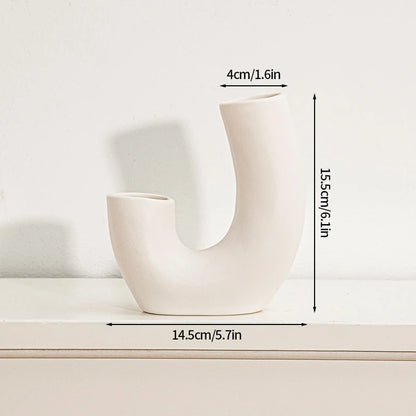 White Ceramic Vase Modern Decorative Vase for Pampas Grass Minimalist Flower Vases for Centerpiece Wedding Office Home Decor