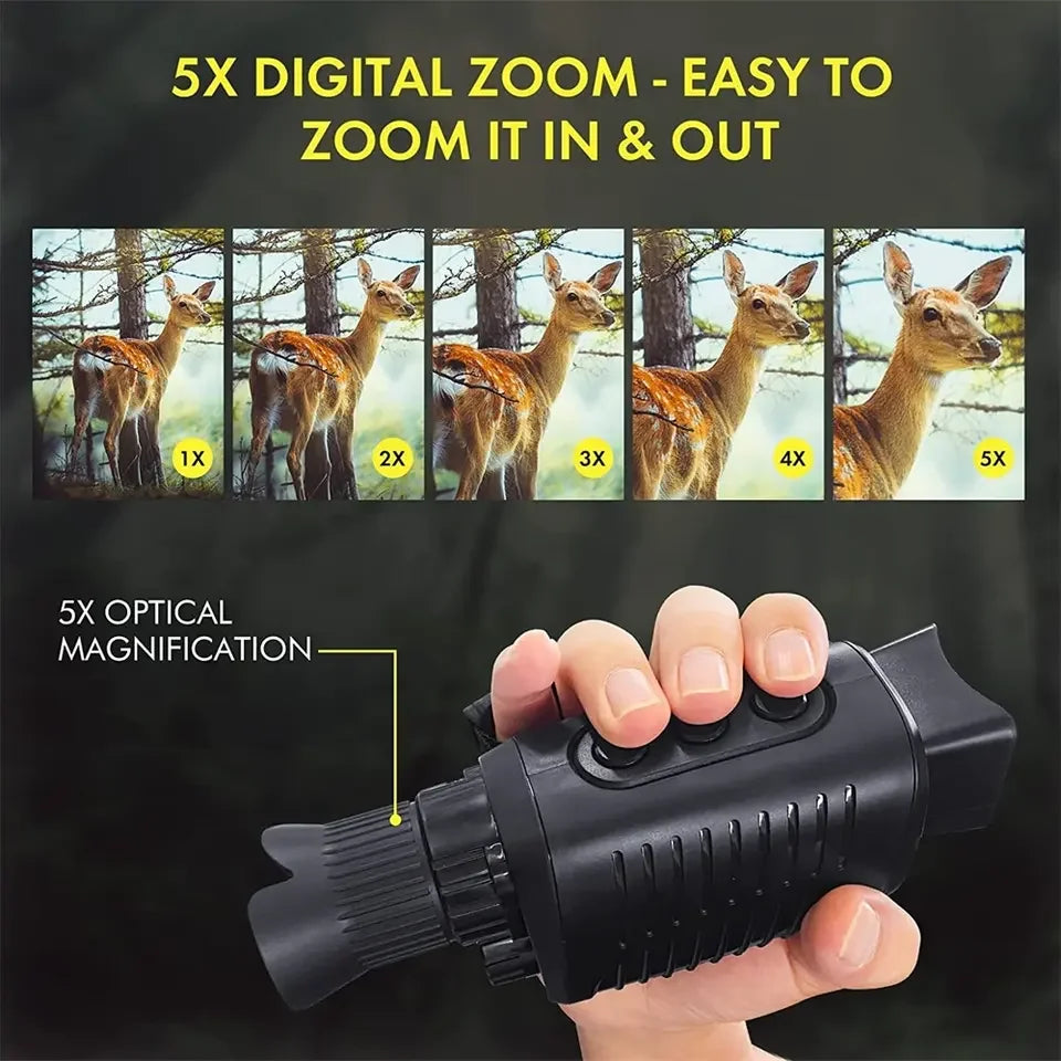 HD innrautt nætursjón tæki R7 5x Zoom Digital Monocular Telescop